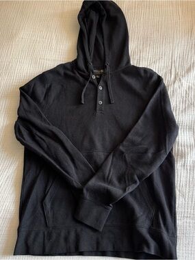Black Hooded Henley Sweatshirt